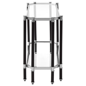 Allesi Champagne Finish, Silver Chrome Console Table