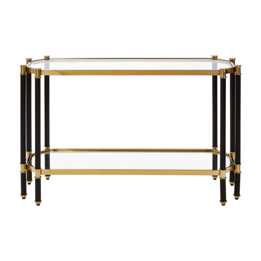 Allesi Champagne Finish, Silver Chrome Console Table