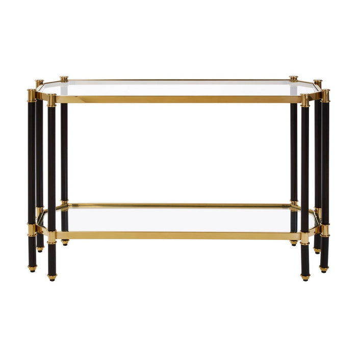 Allesi Champagne Finish, Silver Chrome Console Table