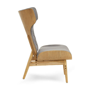 Vinsi Brown, Beige, Grey Leather Effect Chair With Winged Back