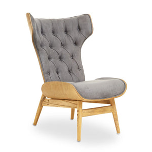 Vinsi Brown, Beige, Grey Leather Effect Chair With Winged Back