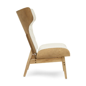 Vinsi Brown, Beige, Grey Leather Effect Chair With Winged Back