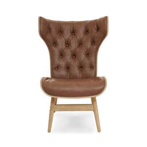 Vinsi Brown, Beige, Grey Leather Effect Chair With Winged Back