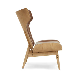 Vinsi Brown, Beige, Grey Leather Effect Chair With Winged Back