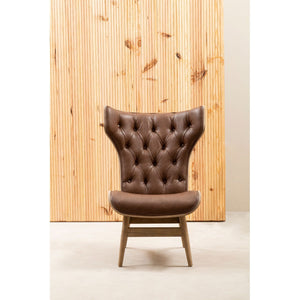 Vinsi Brown, Beige, Grey Leather Effect Chair With Winged Back