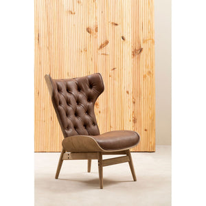 Vinsi Brown, Beige, Grey Leather Effect Chair With Winged Back