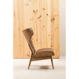 Vinsi Brown, Beige, Grey Leather Effect Chair With Winged Back