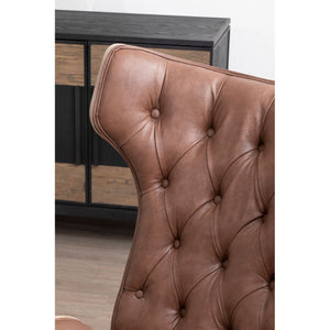 Vinsi Brown, Beige, Grey Leather Effect Chair With Winged Back