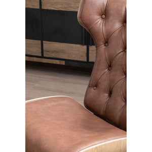 Vinsi Brown, Beige, Grey Leather Effect Chair With Winged Back