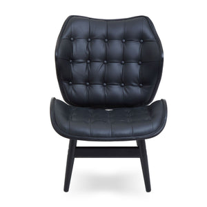 Vinsi Black Leather Chair With Button Detail