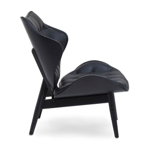 Vinsi Black Leather Chair With Button Detail