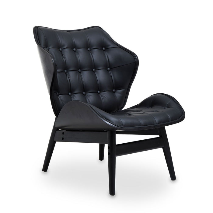 Vinsi Black Leather Chair With Button Detail