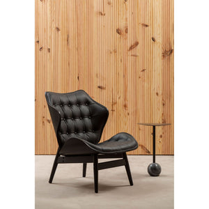 Vinsi Black Leather Chair With Button Detail