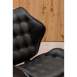 Vinsi Black Leather Chair With Button Detail