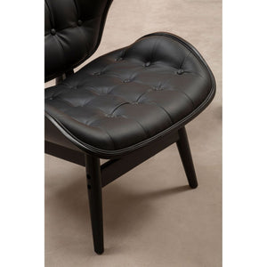 Vinsi Black Leather Chair With Button Detail