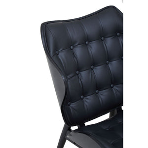 Vinsi Black Leather Chair With Button Detail