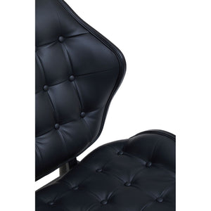 Vinsi Black Leather Chair With Button Detail