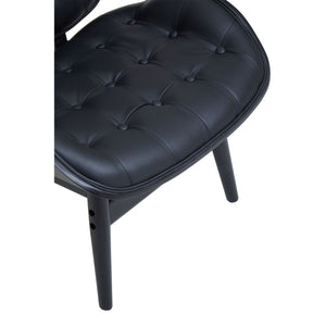 Vinsi Black Leather Chair With Button Detail