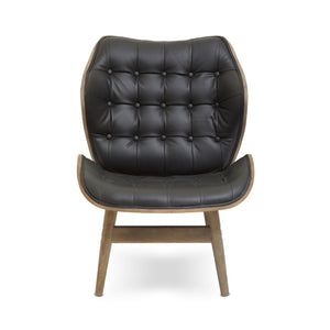 Vinsi Brown, Black Leather Chair With Button Detail