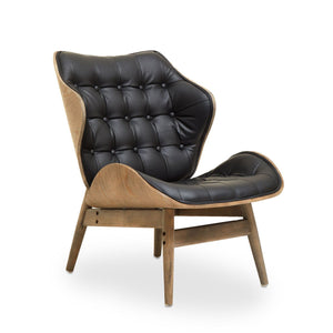 Vinsi Brown, Black Leather Chair With Button Detail