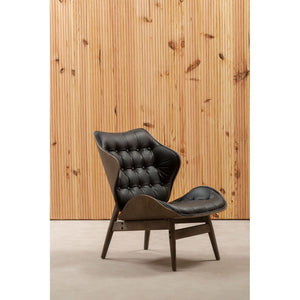 Vinsi Brown, Black Leather Chair With Button Detail