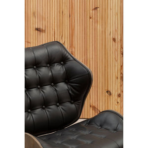 Vinsi Brown, Black Leather Chair With Button Detail