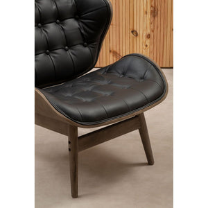 Vinsi Brown, Black Leather Chair With Button Detail