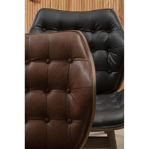 Vinsi Brown, Black Leather Chair With Button Detail