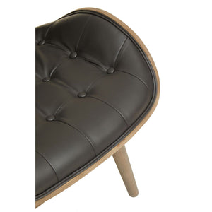 Vinsi Brown, Black Leather Chair With Button Detail