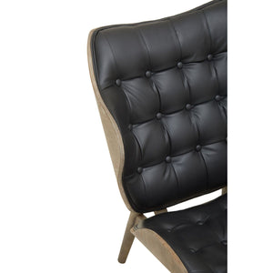 Vinsi Brown, Black Leather Chair With Button Detail