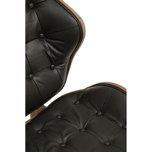 Vinsi Brown, Black Leather Chair With Button Detail