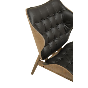 Vinsi Brown, Black Leather Chair With Button Detail