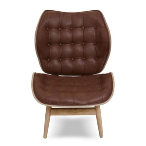 Vinsi Brown, Black Leather Chair With Button Detail