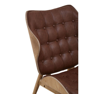 Vinsi Brown, Black Leather Chair With Button Detail