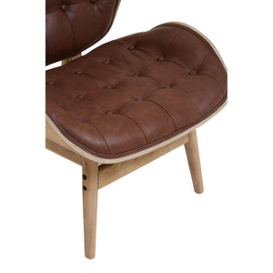 Vinsi Brown, Black Leather Chair With Button Detail