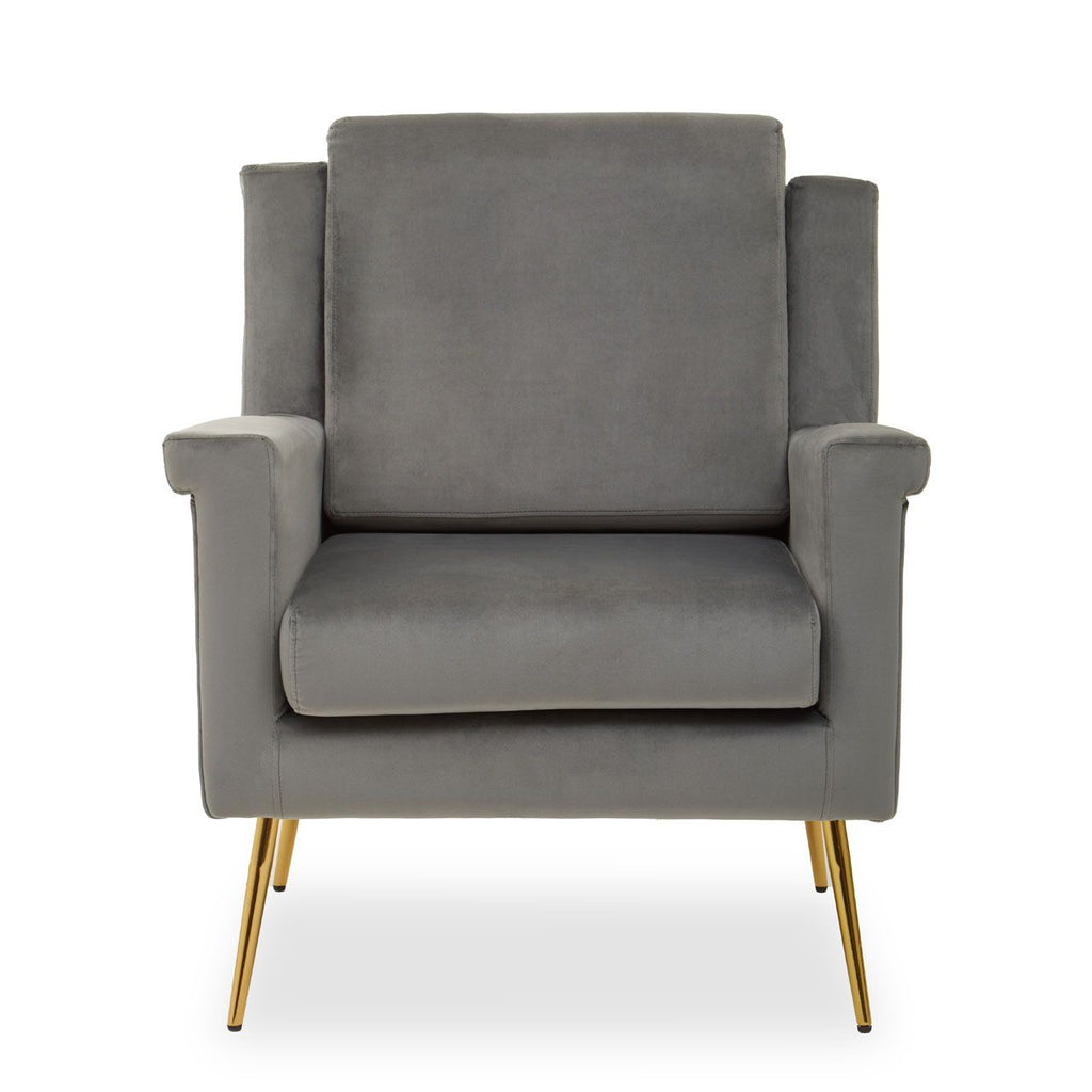 Salma Grey, Mink Velvet Armchair