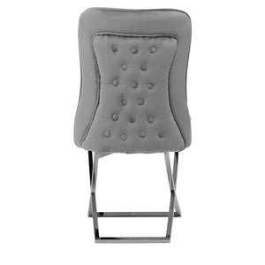 Belle Button Back Natural, Grey Dining Chair