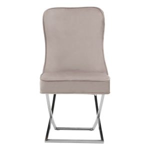 Belle Button Back Natural, Grey Dining Chair