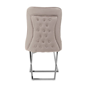 Belle Button Back Natural, Grey Dining Chair