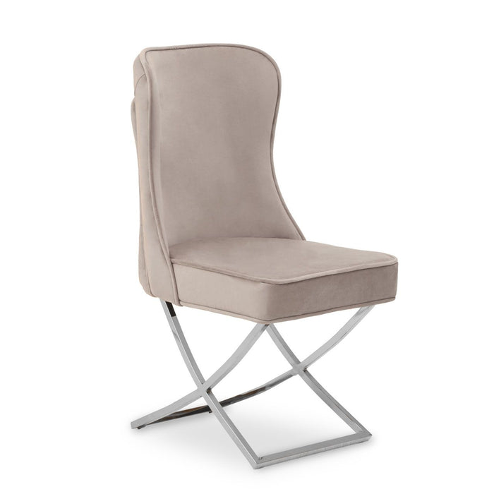 Belle Button Back Natural, Grey Dining Chair