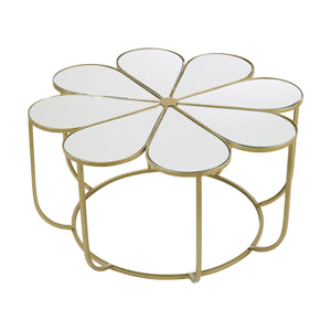 Rabia Petal Coffee Table With Mirrored Top