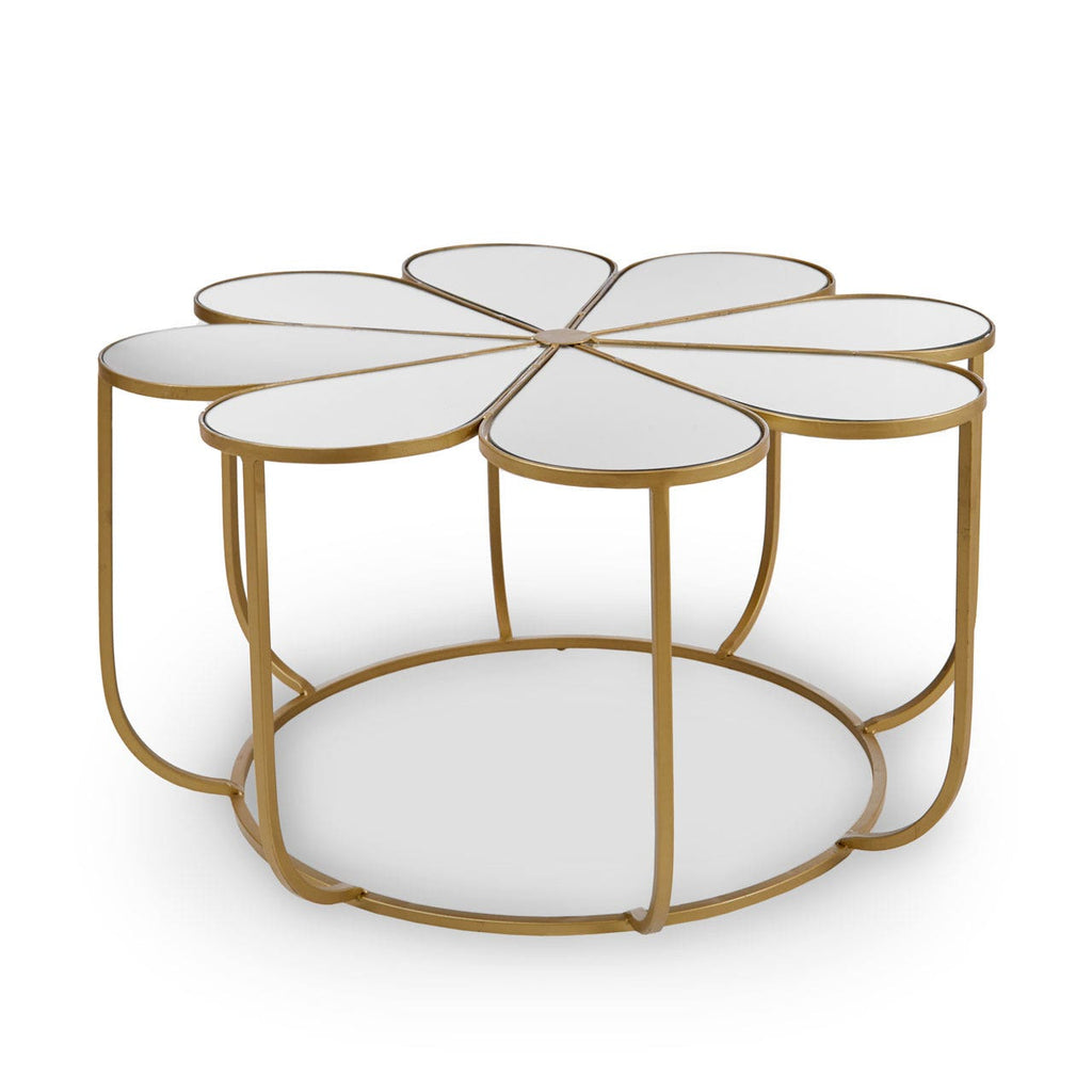 Rabia Petal Coffee Table With Mirrored Top