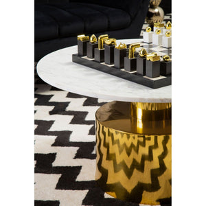 Rabia Coffee Table With White, Black Marble Top