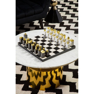 Rabia Coffee Table With White, Black Marble Top