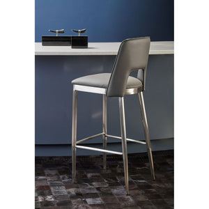 Gilden Blue, Grey Leather Effect Bar Chairs