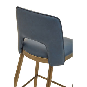 Gilden Blue, Grey Leather Effect Bar Chairs