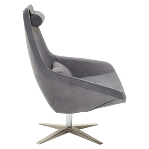 Grey, Navy Velvet Armchair