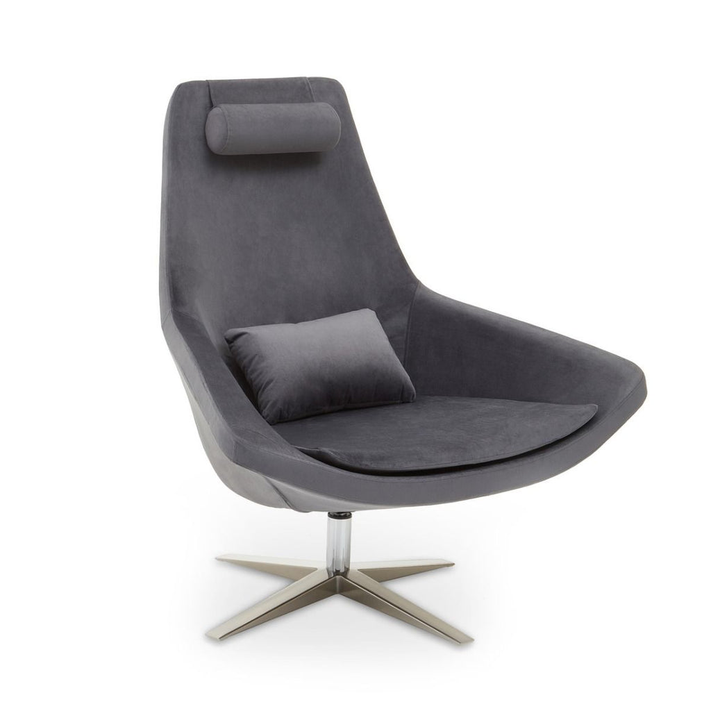 Grey, Navy Velvet Armchair