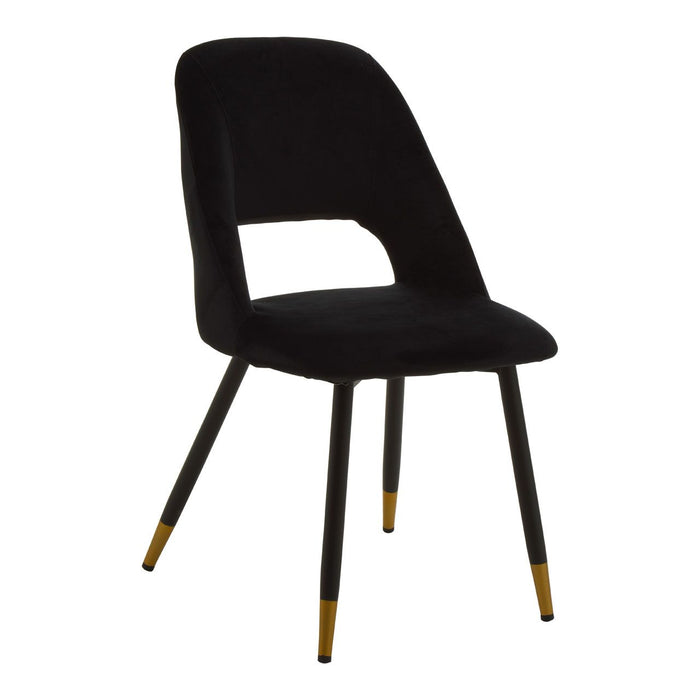 Warren Black, Beige Velvet Dining Chair