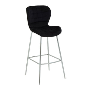 Warton Grey, Black Velvet Bar Chair